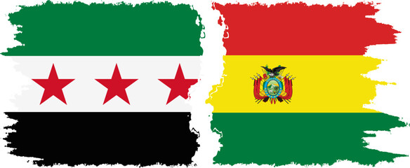 Bolivia and Syrian Revolution grunge flags connection, vector