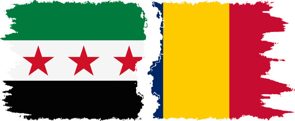 Chad and Syrian Revolution grunge flags connection, vector