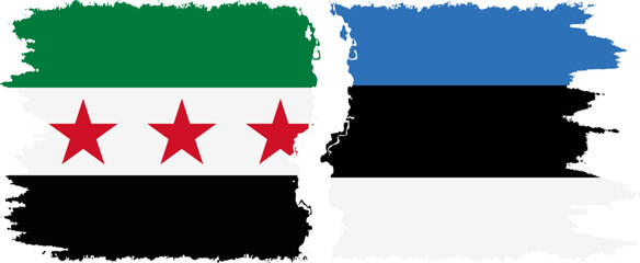Obraz premium Estonia and Syrian Revolution grunge flags connection, vector
