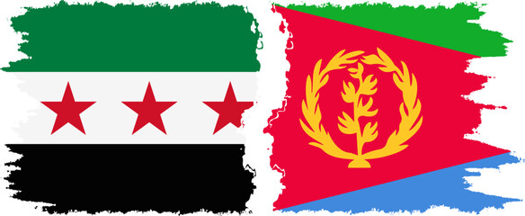 Eritrea and Syrian Revolution grunge flags connection, vector