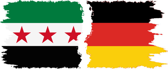 Germany and Syrian Revolution grunge flags connection, vector