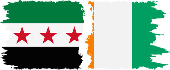 Obraz premium Ivory Coast and Syrian Revolution grunge flags connection, vector