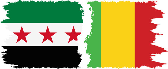 Mali and Syrian Revolution grunge flags connection, vector