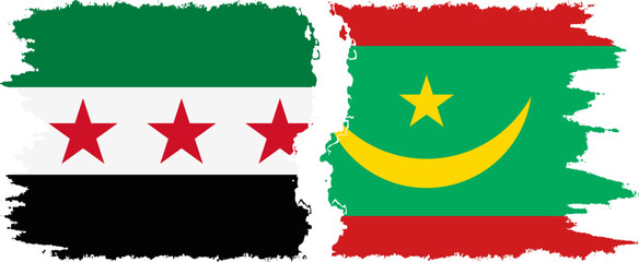 Mauritania and Syrian Revolution grunge flags connection, vector