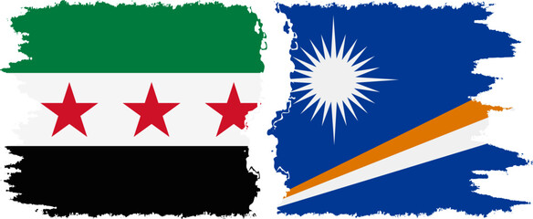 Marshall Islands and Syrian Revolution grunge flags connection, vector