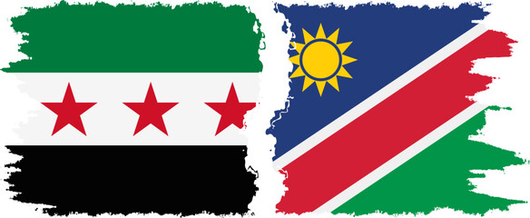 Namibia and Syrian Revolution grunge flags connection, vector