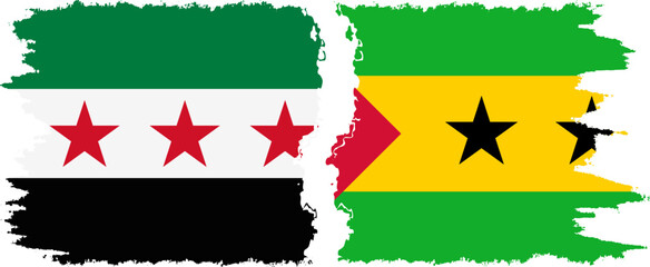 Sao Tome and Principe and Syrian Revolution grunge flags connection, vector