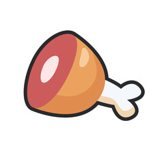raw meat with outline in flat vector design.