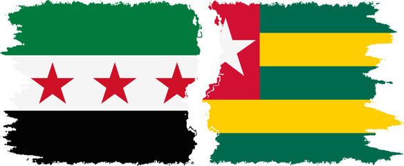 Togo and Syrian Revolution grunge flags connection, vector