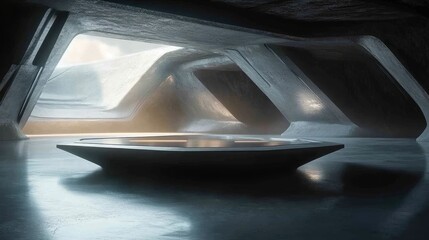 Obraz premium Futuristic Hovercraft Floating in a Sci-Fi Environment