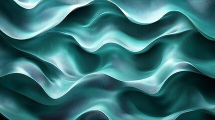 Obraz premium Abstract teal wavy fabric texture background.