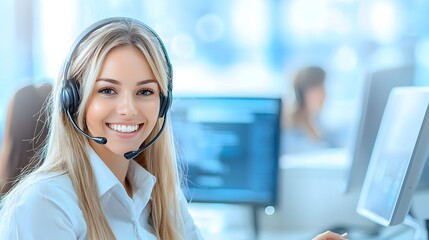 A man wearing a headset is smiling