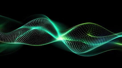 Abstract wave pattern with glowing dots, representing sound or data visualization.