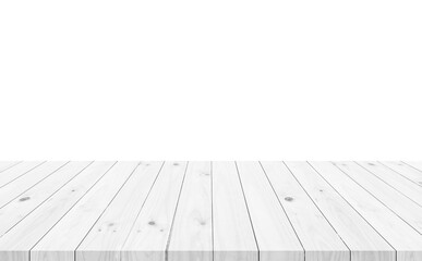 white wooden table on white background