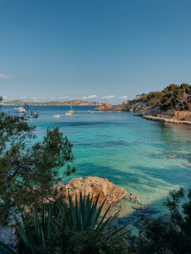 Idyllic beach with turquoise water, Calvia, Mallorca, Majorca, Balearic Islands, Spain