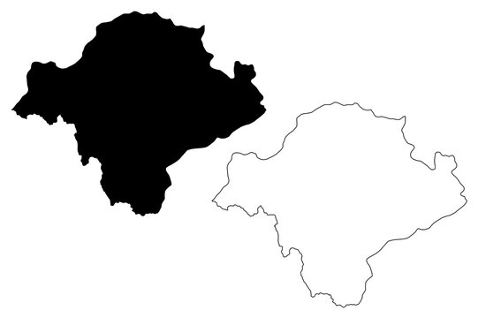 Toplica District (Republic of Serbia, Districts in Southern and Eastern Serbia) map vector illustration, scribble sketch Toplica map