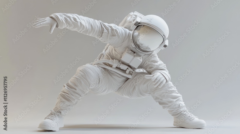 Wall mural a stylized astronaut figure in a dynamic pose, emphasizing space exploration.