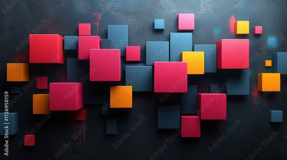Poster abstract background design minimalist geometric composition with cube