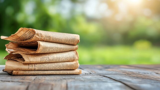 The vintage newspaper paper grunge texture background features worn edges, faded text, and creases that evoke a sense of nostalgia and history.