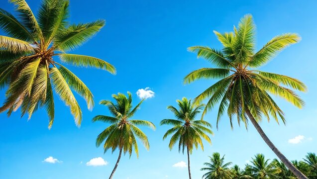 coconut palm tree and blue sky 