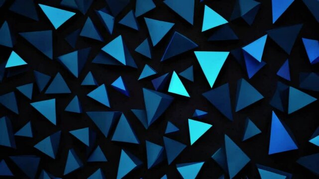 Abstract blue triangles shape and lines on black background for business technology style, 4k High-Quality Wallpaper Background Animation Video
