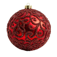 Red Christmas Ball Ornament Isolated for Holiday Decoration