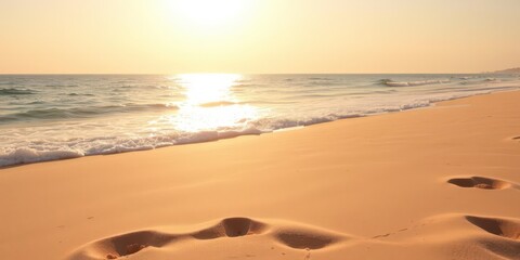 Smooth and golden sand glistening under the bright summer sun, tranquil, fine