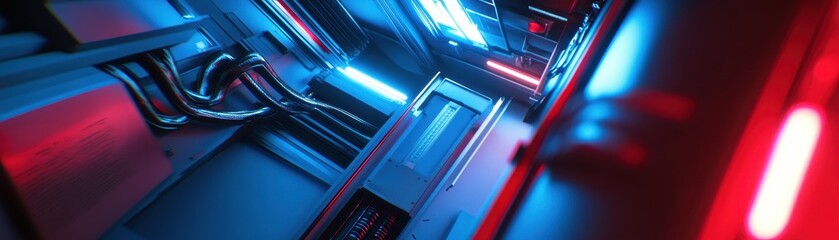 Futuristic Interior of a Sleek and Modern Spacecraft or Spaceship