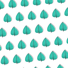 白背景の北欧風の葉っぱのイラスト13