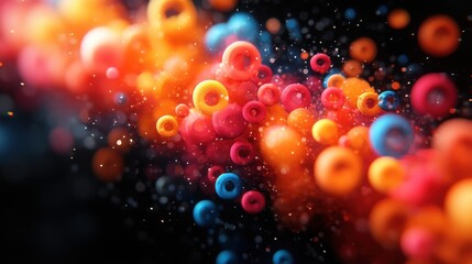 abstract colorful shapes on a black background seamless looping animation 3d rende