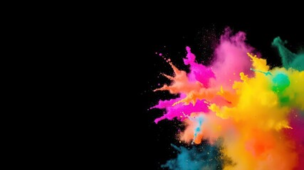 Vibrant explosion of colored powder against dark backdrop, explosion, colors, colorful
