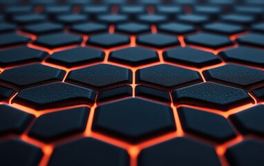 Obraz premium Detailed hexagonal texture with glowing edges, ideal for futuristic designs and backgrounds.