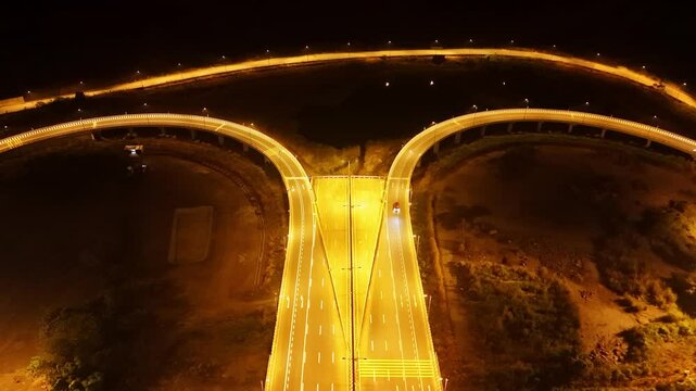 Sparkling Highway and Interchange from aerial shot