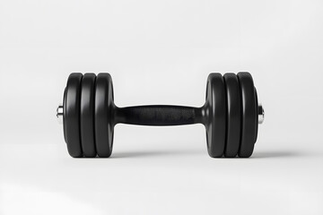 Naklejka premium Steel black gym dumbbell isolated on white background