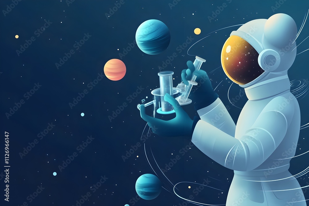 Wall mural explore the wonders of space with a detailed illustration of a rocket and celestial bodies, perfect 