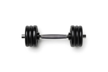 Naklejka premium Steel black gym dumbbell isolated on white background