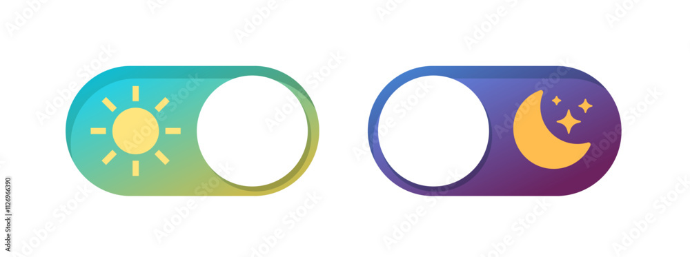 Wall mural day night switch web buttons icon vector graphic illustration set, sleep wake up mode ui interface e