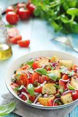 Panzanella salad, traditional dish of Italian cuisine