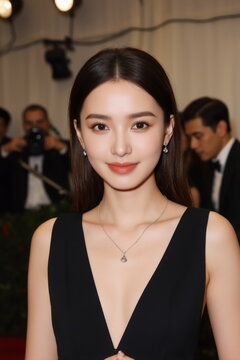 エレガントなドレスを着た女性のポートレート