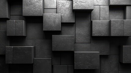 abstract geometric blocks on a black background 3d rende