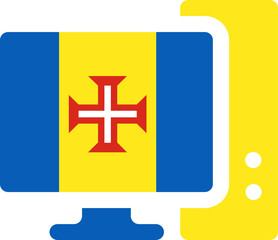 Obraz premium Monitor and CPU icon Madeira Flag