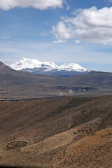 View of snow topped peaks near Colca Canyon, Peru

