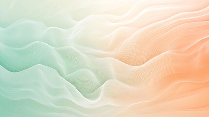 Abstract wavy gradient pattern in pastel green and orange hues, creating a soft, dreamy visual effect.