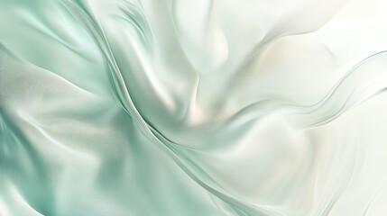 Obraz premium Abstract flowing teal and cream silk texture background in a soft wave pattern.