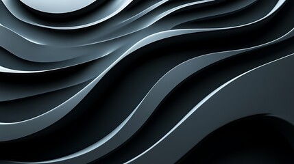 Obraz premium Abstract dark gray wavy 3D background.