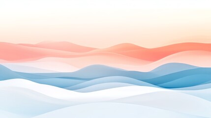 Abstract pastel wave pattern with soft blue and peach hues, creating a tranquil and harmonious background.