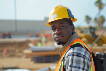 portrait of a construction worker at a construction site