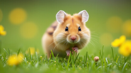Endearing Hamster in Tranquil Green Environment