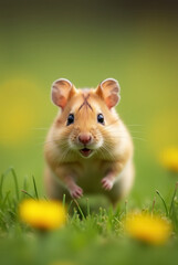 Curious Hamster in Vibrant Natural Habitat