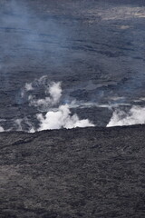 The dramatic volcanic craters and eruption areas from Mouna Loa in Volcanoes National Park, Hawaii